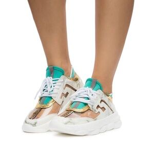 CAPE ROBBIN Transparent Marble print cut out sneakers
